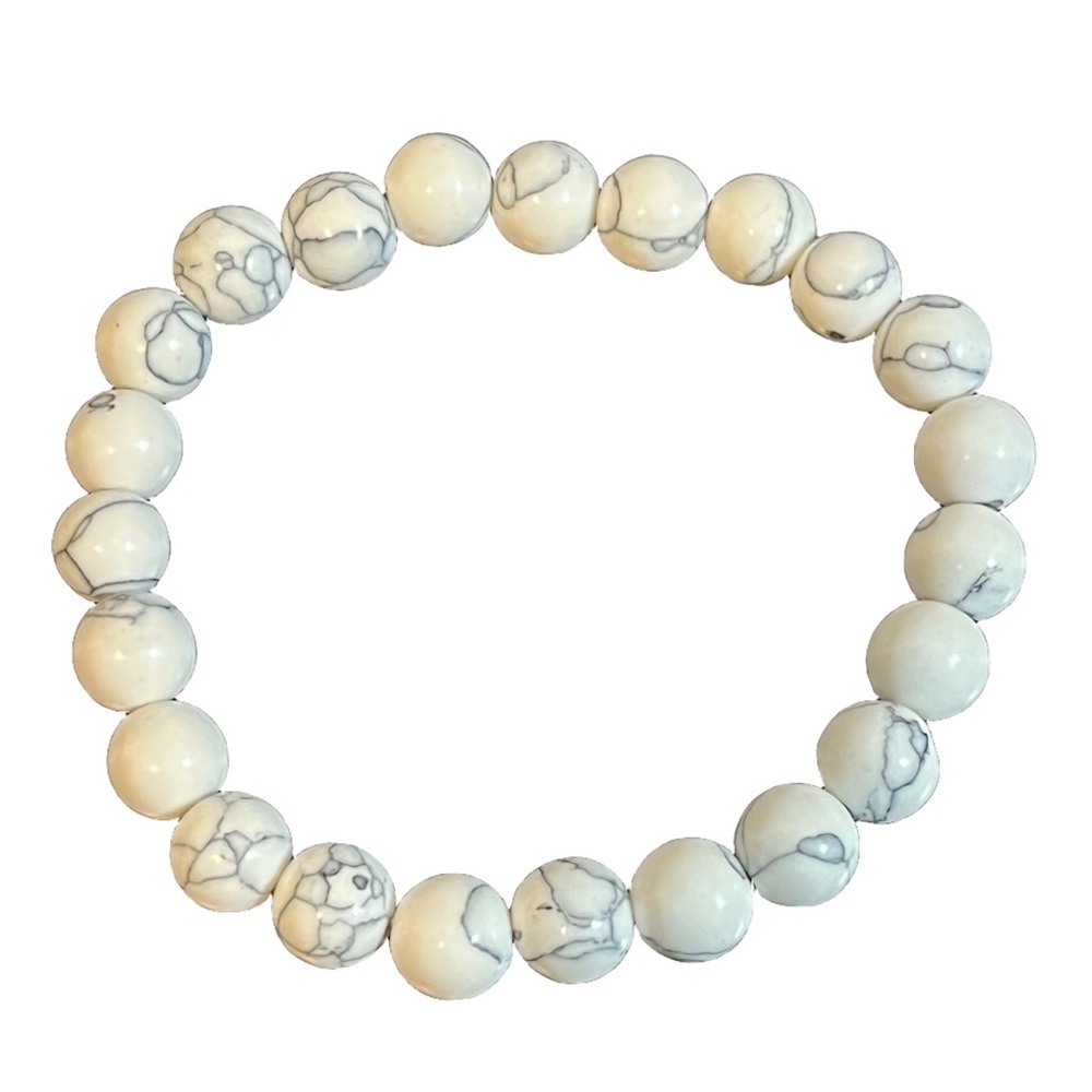 Howlite Gem Stone Beaded Bracelet White Black